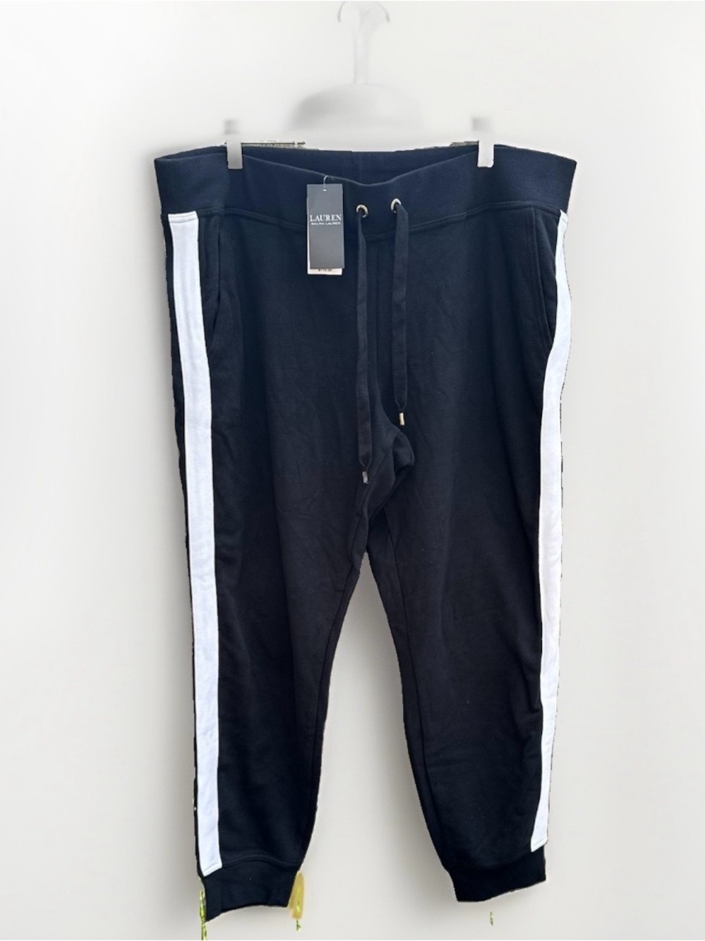 Ralph Lauren Black Joggers with White Side Stripes